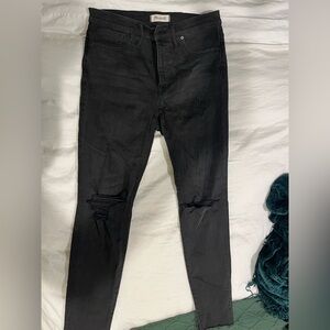 Madewell Dark Wash Distressed High-Rise Skinny Jeans